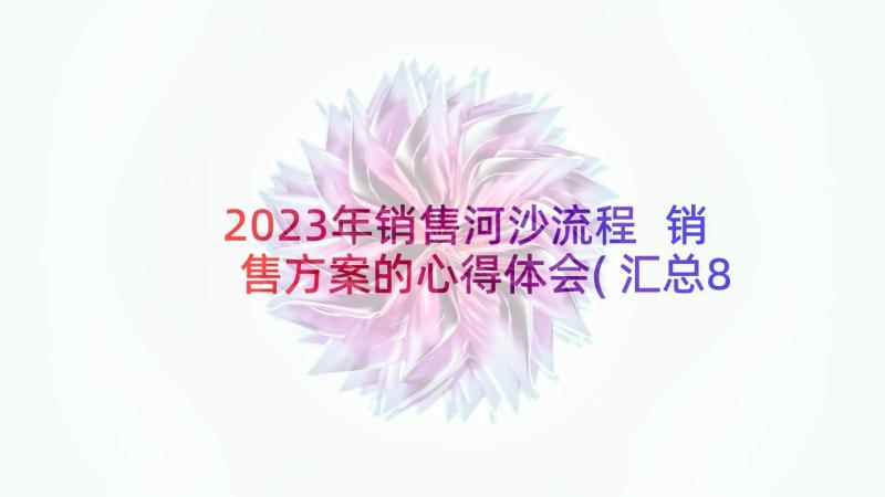 2023年销售河沙流程 销售方案的心得体会(汇总8篇)