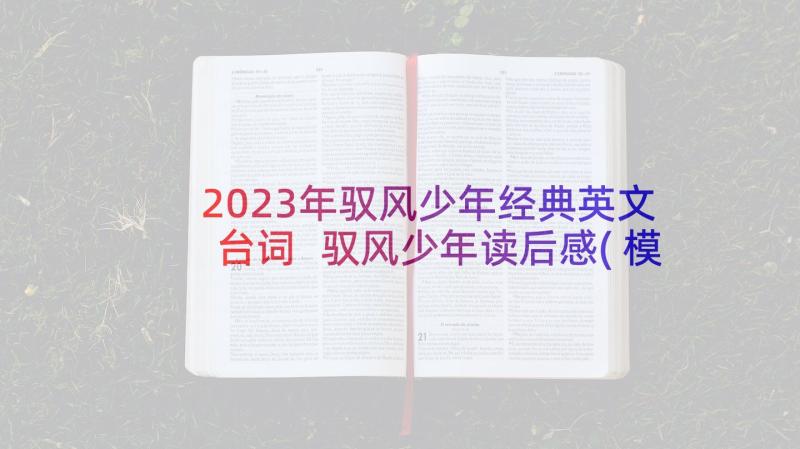 2023年驭风少年经典英文台词 驭风少年读后感(模板5篇)