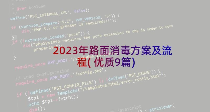 2023年路面消毒方案及流程(优质9篇)