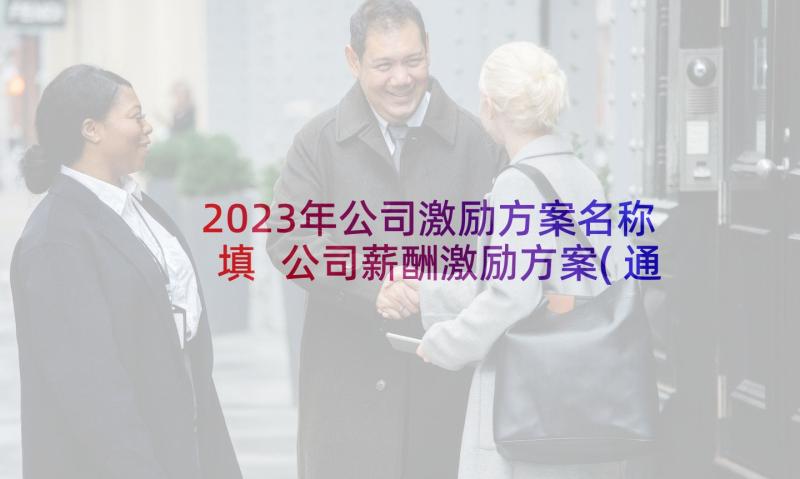 2023年公司激励方案名称填 公司薪酬激励方案(通用6篇)