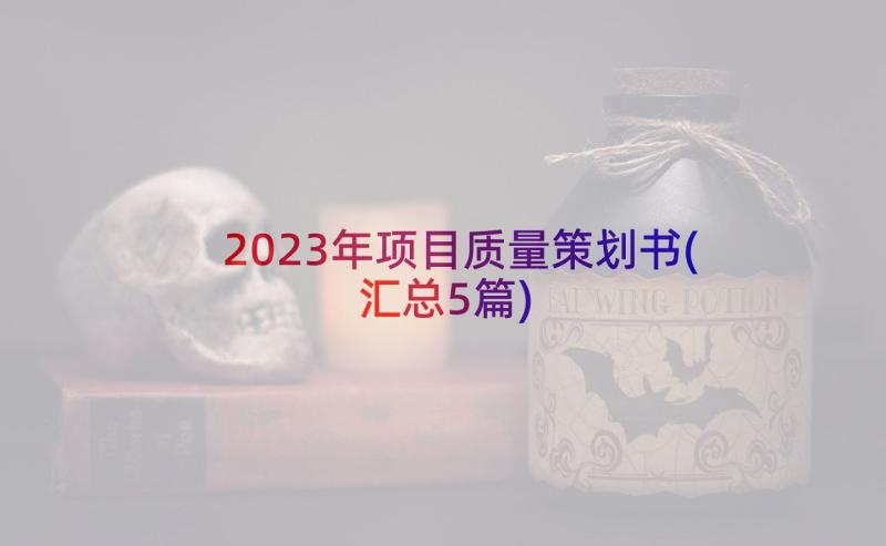 2023年项目质量策划书(汇总5篇)