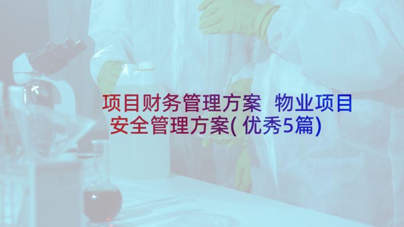 项目财务管理方案 物业项目安全管理方案(优秀5篇)