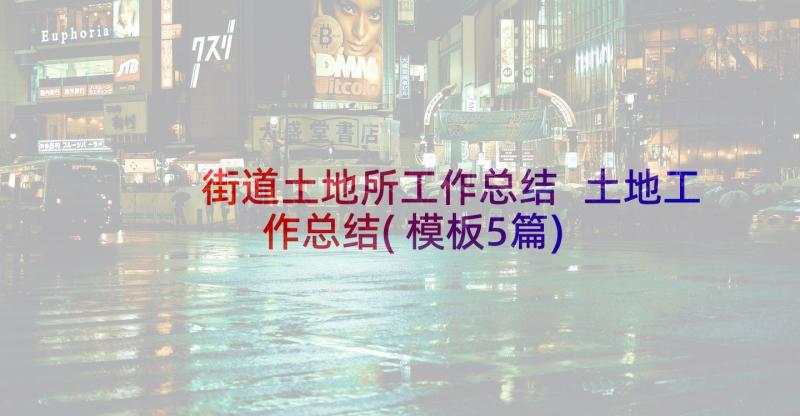 街道土地所工作总结 土地工作总结(模板5篇)