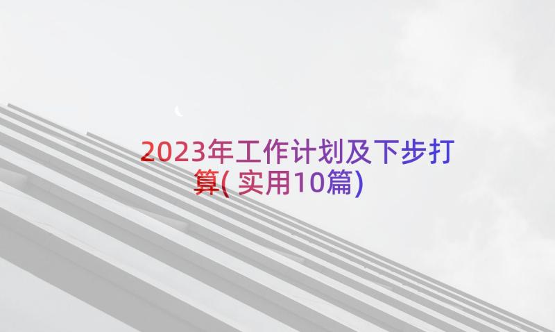 2023年工作计划及下步打算(实用10篇)