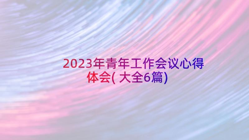 2023年青年工作会议心得体会(大全6篇)