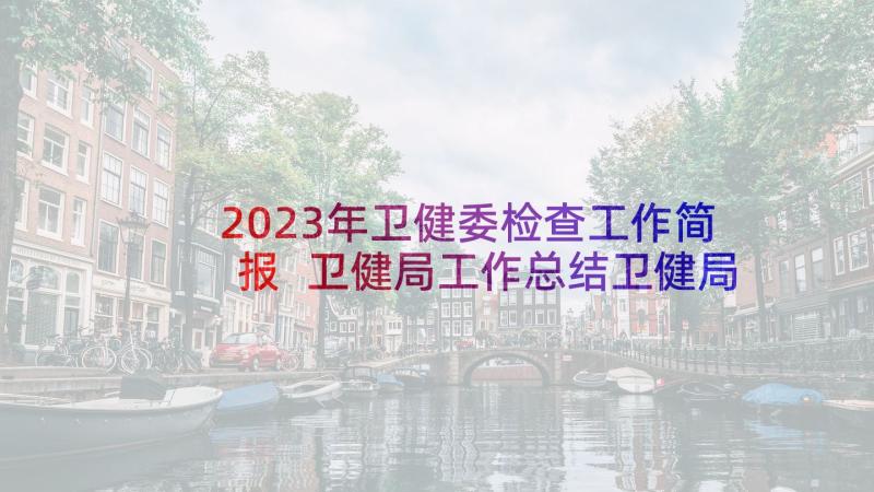 2023年卫健委检查工作简报 卫健局工作总结卫健局个人工作总结(优秀5篇)