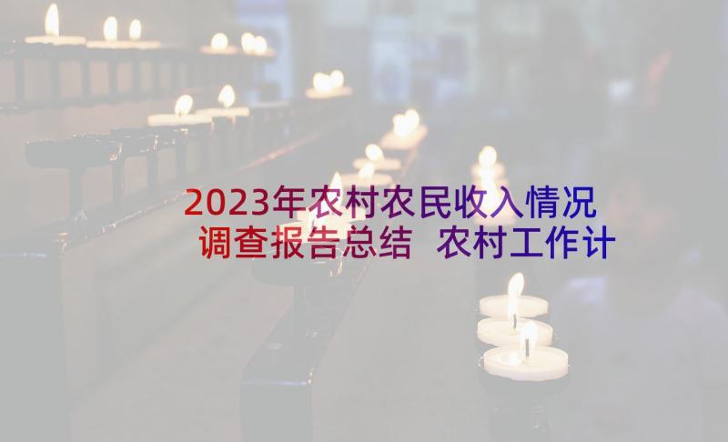 2023年农村农民收入情况调查报告总结 农村工作计划(精选7篇)