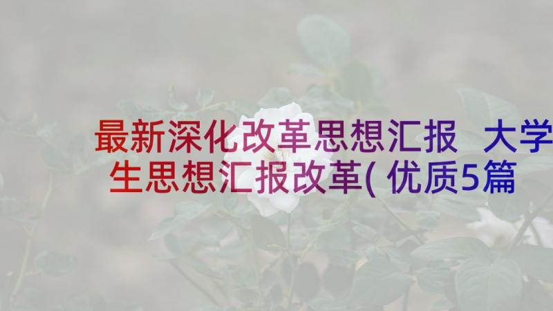 最新深化改革思想汇报 大学生思想汇报改革(优质5篇)