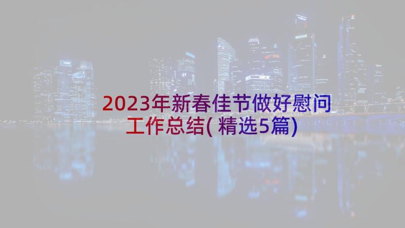 2023年新春佳节做好慰问工作总结(精选5篇)