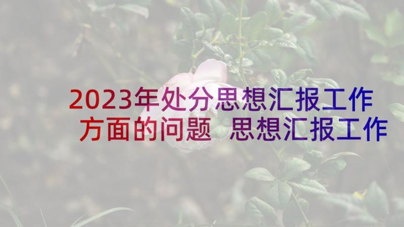 2023年处分思想汇报工作方面的问题 思想汇报工作方面(大全5篇)