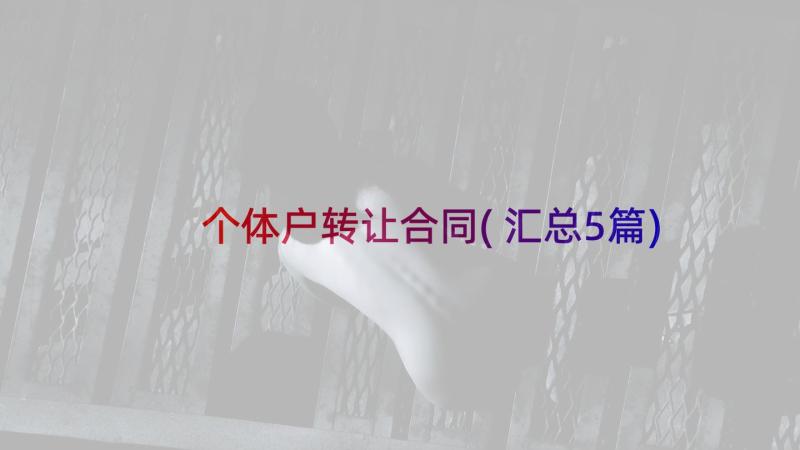 个体户转让合同(汇总5篇)