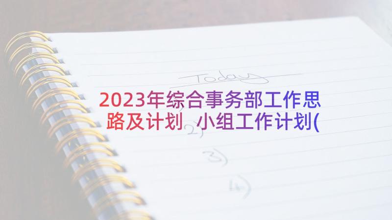 2023年综合事务部工作思路及计划 小组工作计划(精选10篇)
