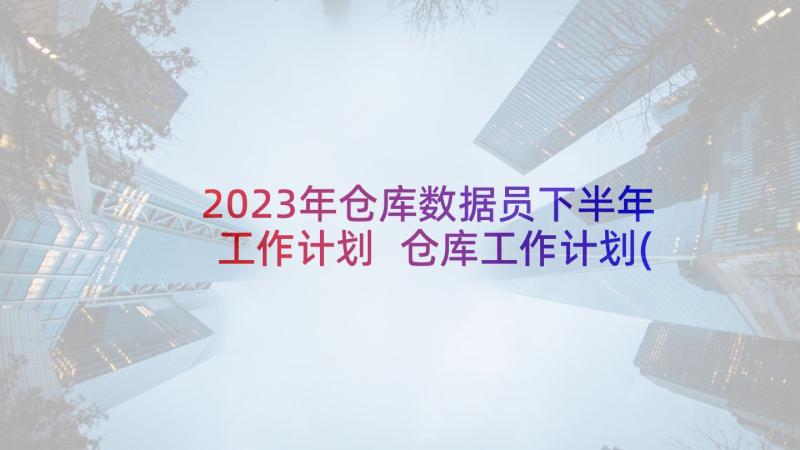 2023年仓库数据员下半年工作计划 仓库工作计划(模板7篇)