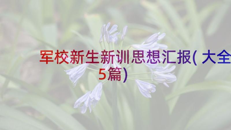 军校新生新训思想汇报(大全5篇)