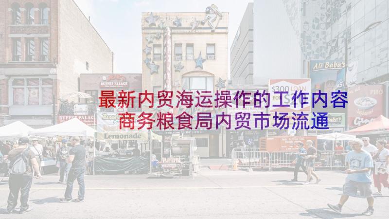 最新内贸海运操作的工作内容 商务粮食局内贸市场流通科工作总结(大全5篇)