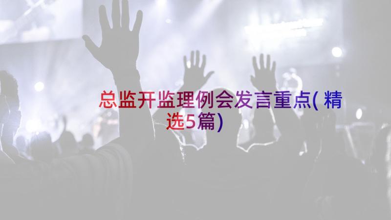 总监开监理例会发言重点(精选5篇)