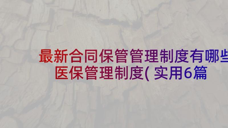 最新合同保管管理制度有哪些 医保管理制度(实用6篇)