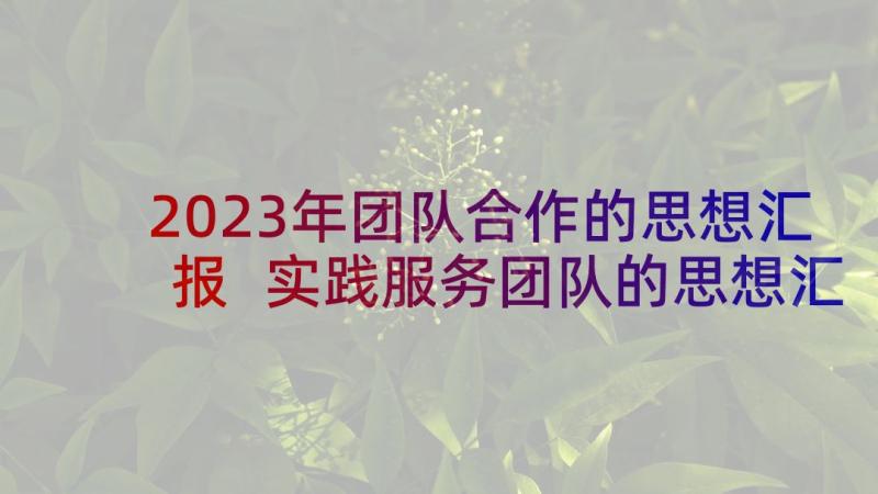 2023年团队合作的思想汇报 实践服务团队的思想汇报格式(模板5篇)