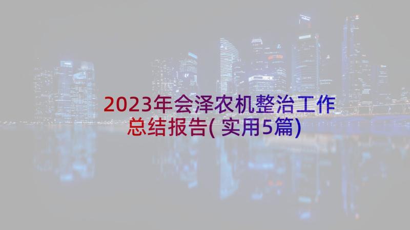 2023年会泽农机整治工作总结报告(实用5篇)