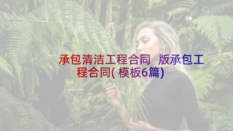 承包清洁工程合同 版承包工程合同(模板6篇)