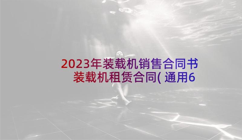 2023年装载机销售合同书 装载机租赁合同(通用6篇)