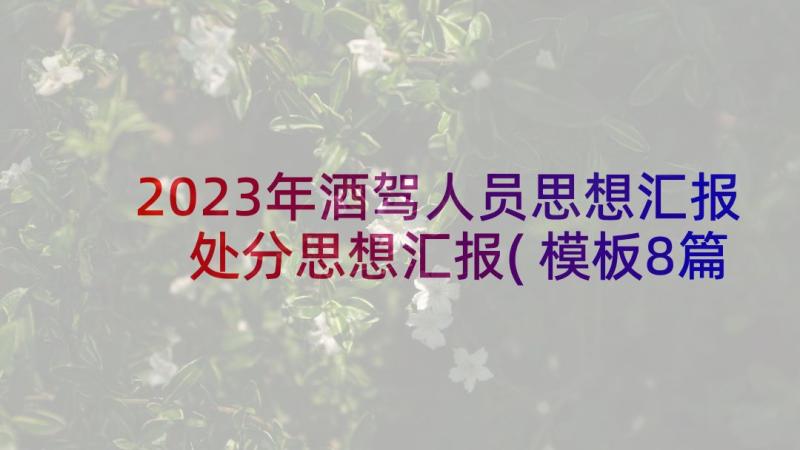 2023年酒驾人员思想汇报 处分思想汇报(模板8篇)