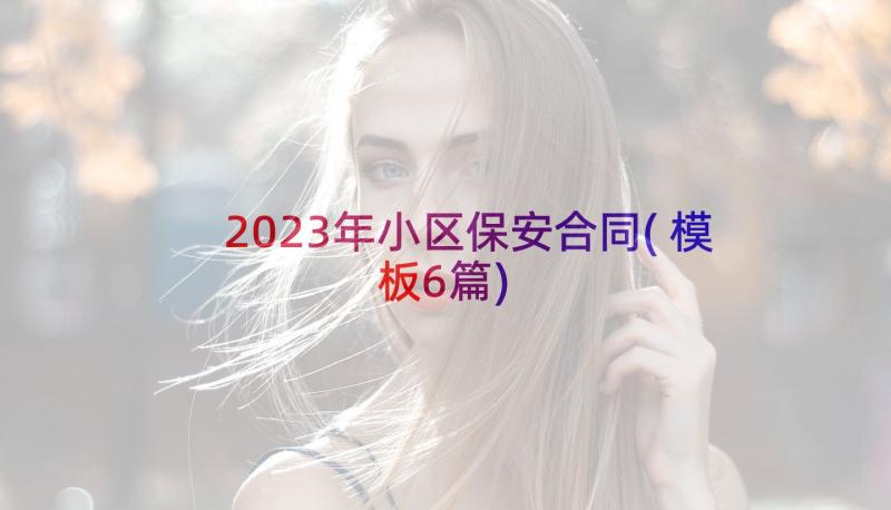 2023年小区保安合同(模板6篇)