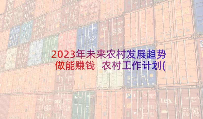 2023年未来农村发展趋势做能赚钱 农村工作计划(大全9篇)