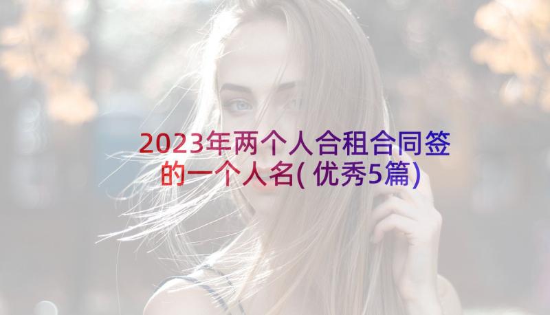 2023年两个人合租合同签的一个人名(优秀5篇)