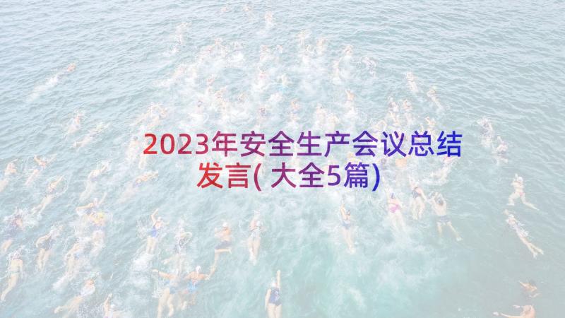 2023年安全生产会议总结发言(大全5篇)