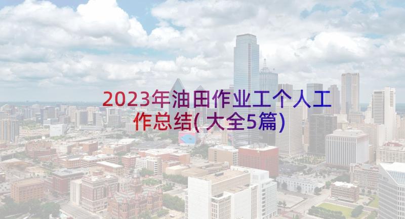 2023年油田作业工个人工作总结(大全5篇)