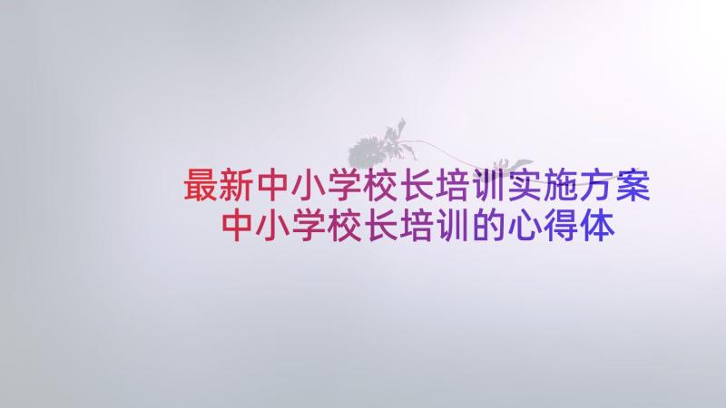 最新中小学校长培训实施方案 中小学校长培训的心得体会(优秀6篇)