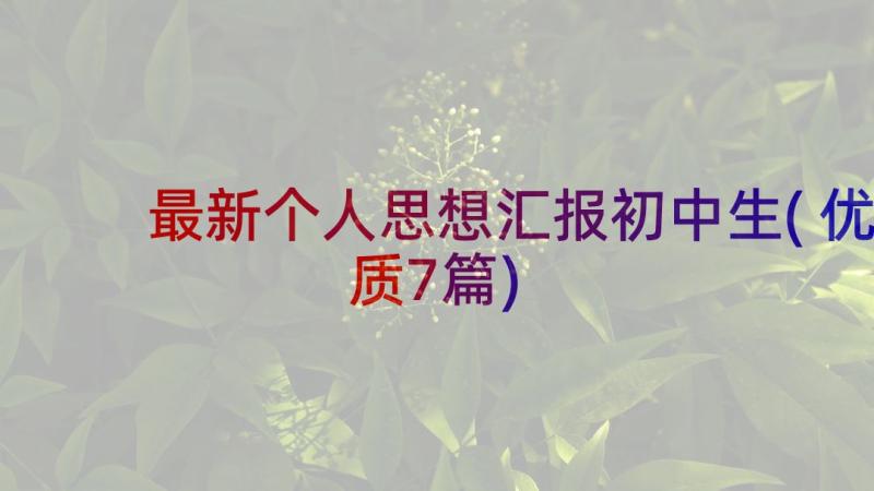 最新个人思想汇报初中生(优质7篇)