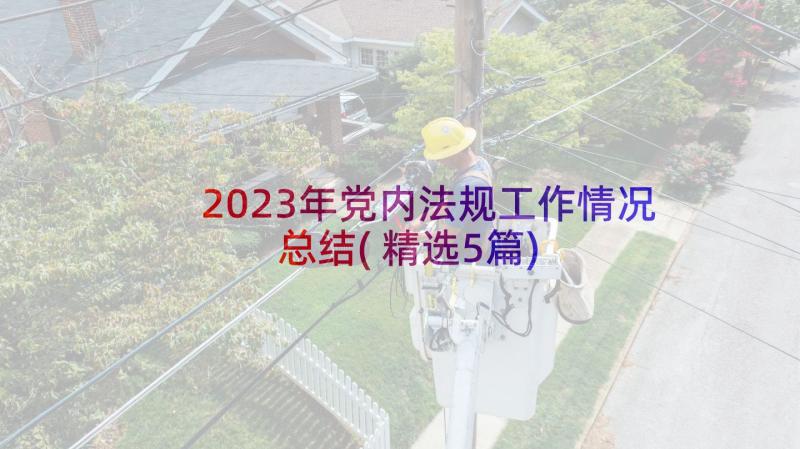 2023年党内法规工作情况总结(精选5篇)