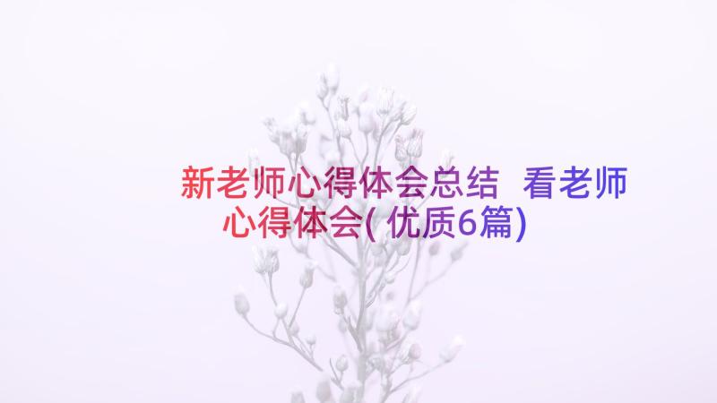 新老师心得体会总结 看老师心得体会(优质6篇)