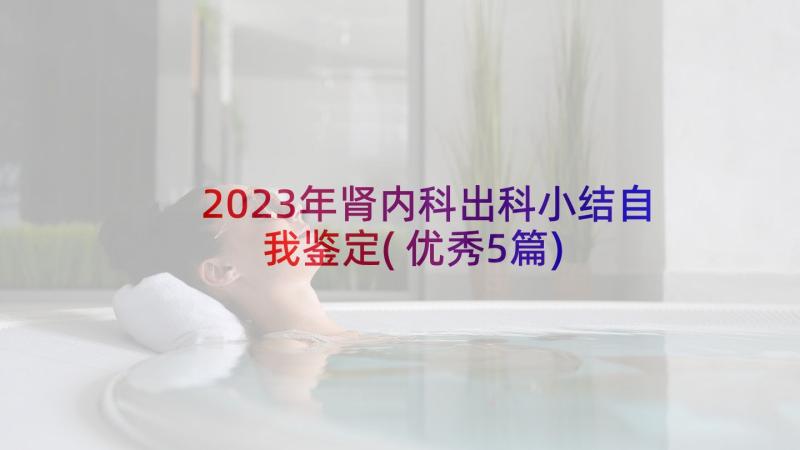 2023年肾内科出科小结自我鉴定(优秀5篇)