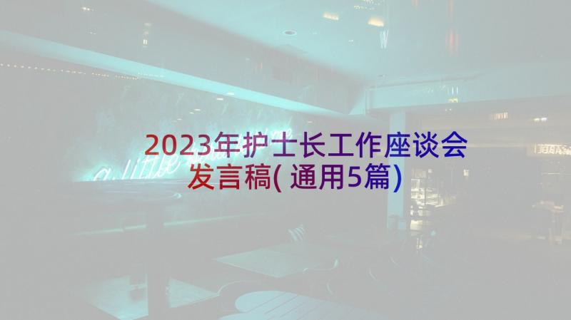 2023年护士长工作座谈会发言稿(通用5篇)