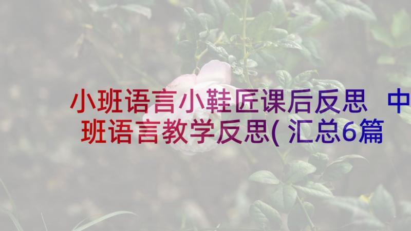 小班语言小鞋匠课后反思 中班语言教学反思(汇总6篇)