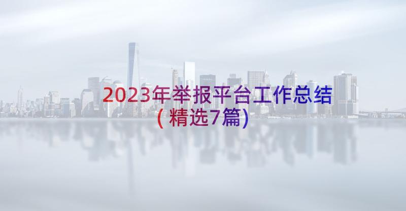 2023年举报平台工作总结(精选7篇)