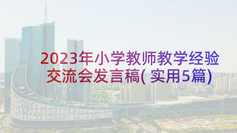 2023年小学教师教学经验交流会发言稿(实用5篇)