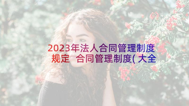 2023年法人合同管理制度规定 合同管理制度(大全6篇)