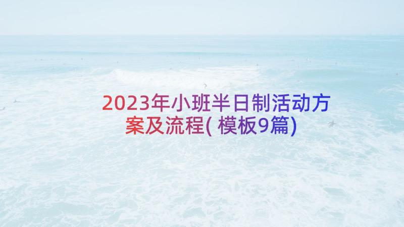 2023年小班半日制活动方案及流程(模板9篇)