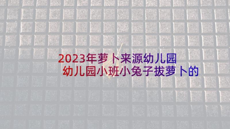 2023年萝卜来源幼儿园 幼儿园小班小兔子拔萝卜的活动方案(大全5篇)