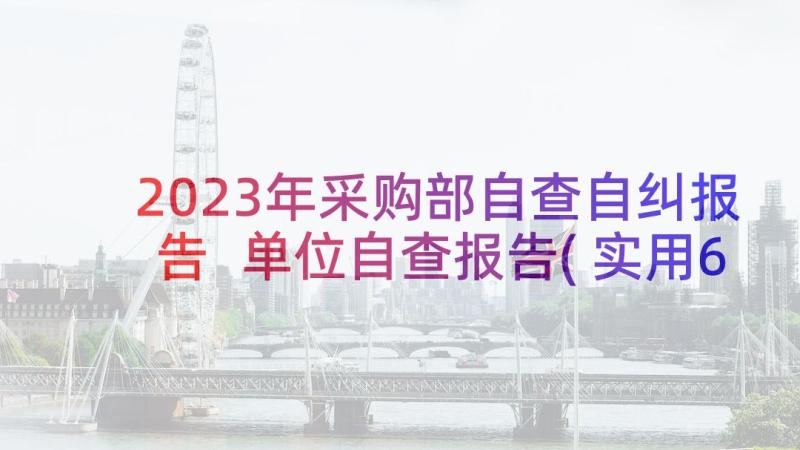 2023年采购部自查自纠报告 单位自查报告(实用6篇)