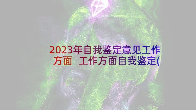 2023年自我鉴定意见工作方面 工作方面自我鉴定(实用10篇)