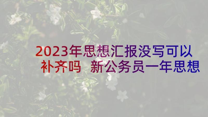 2023年思想汇报没写可以补齐吗 新公务员一年思想汇报(模板7篇)