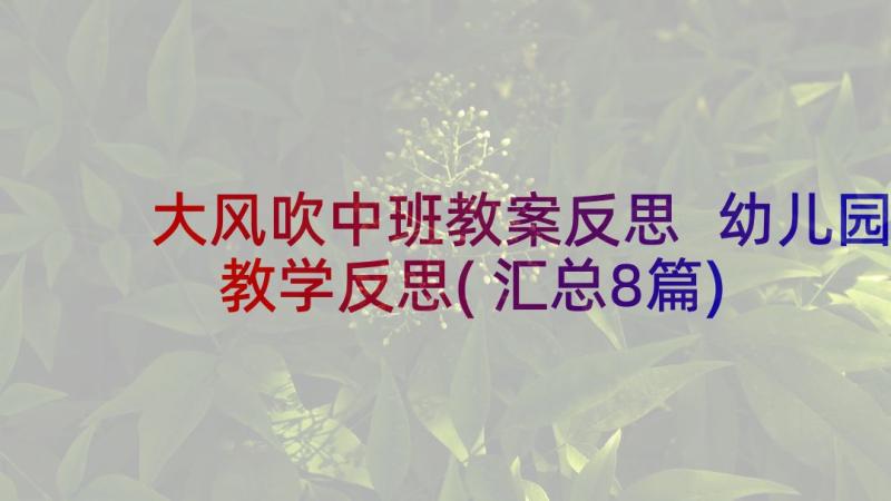 大风吹中班教案反思 幼儿园教学反思(汇总8篇)