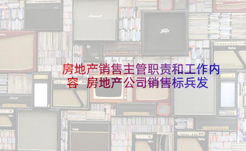 房地产销售主管职责和工作内容 房地产公司销售标兵发言稿(汇总5篇)