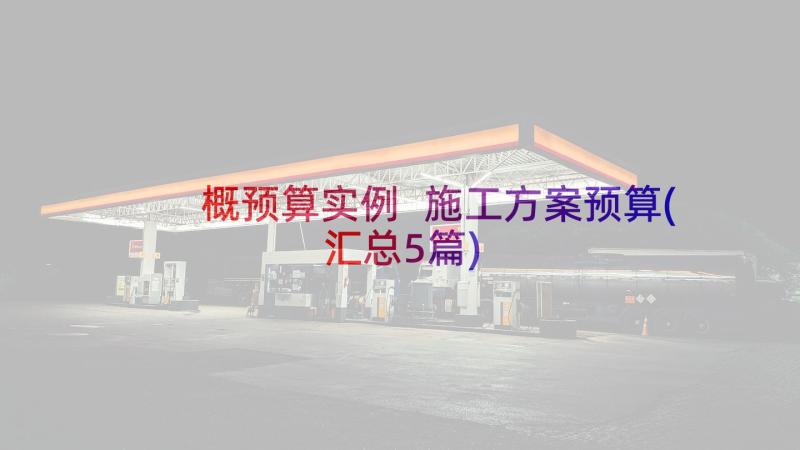 概预算实例 施工方案预算(汇总5篇)