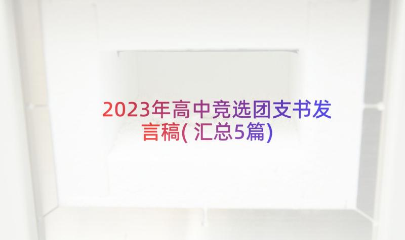 2023年高中竞选团支书发言稿(汇总5篇)